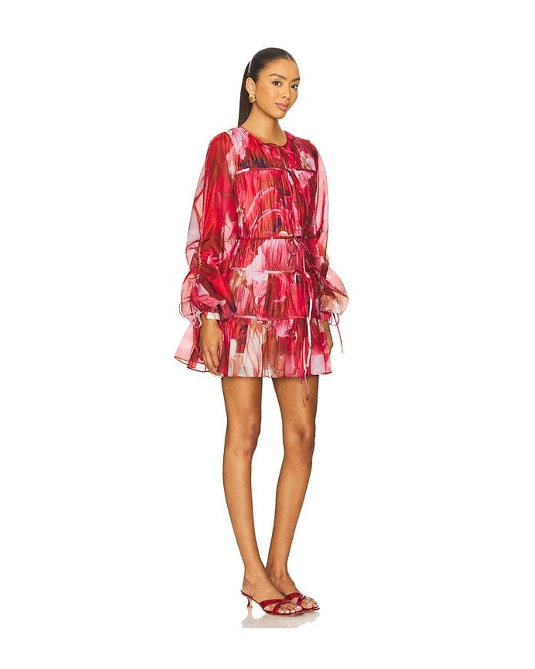 Aje. Red Flora Mini Dress