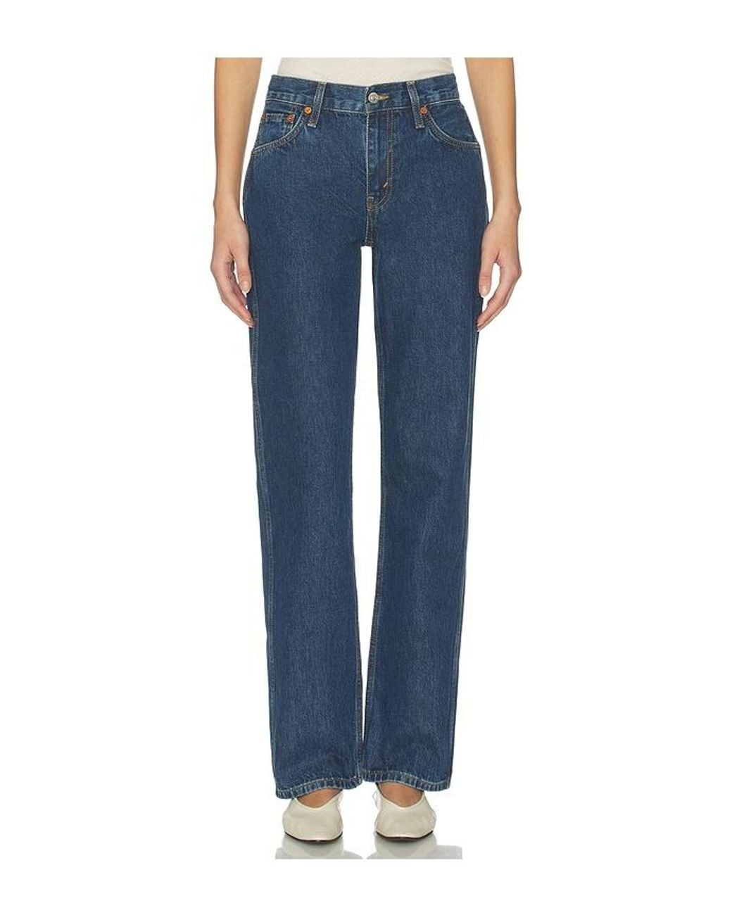 Re/done Blue 90's Mid Rise Loose Jeans