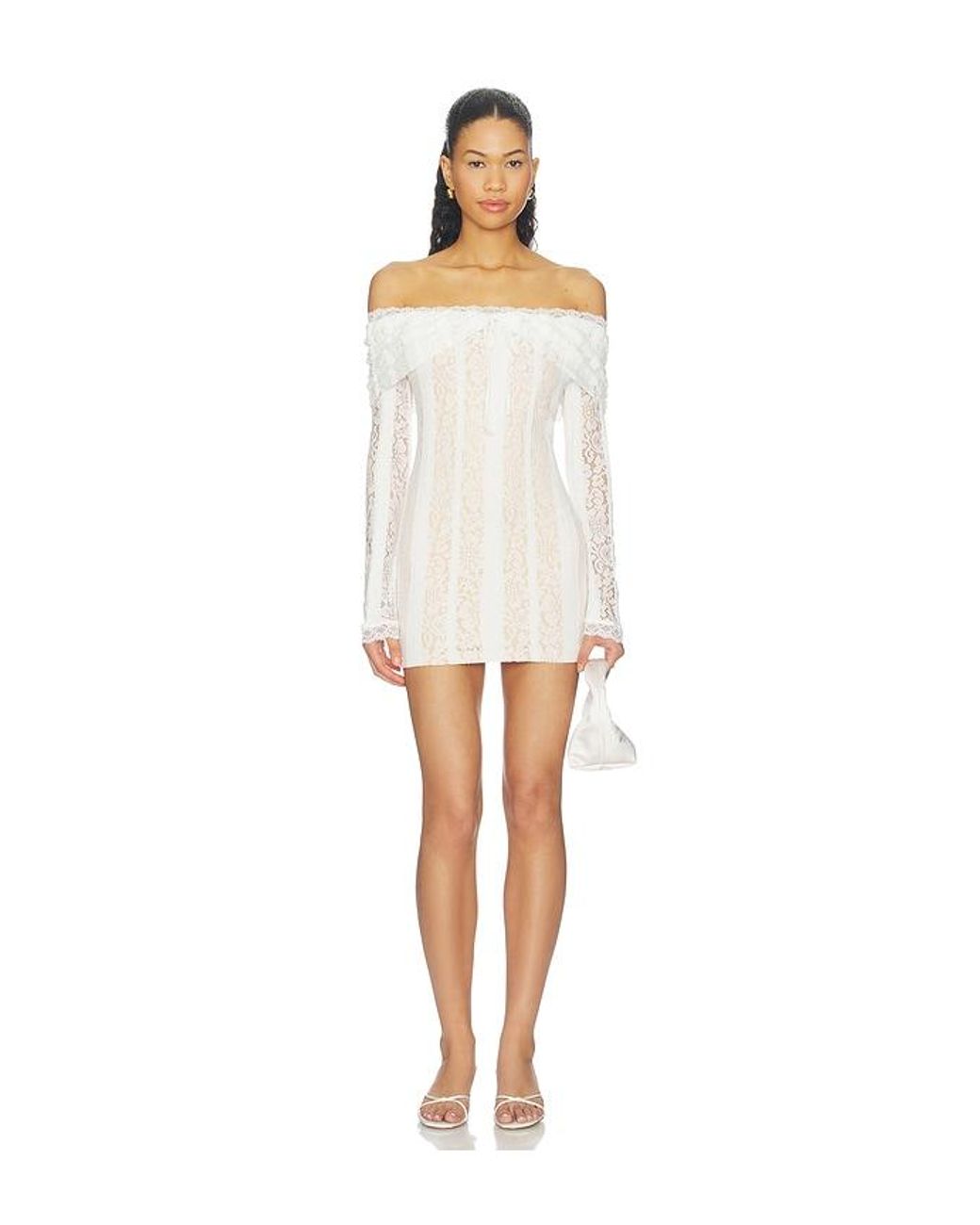 MORE TO COME White Annabelle Off Shoulder Mini Dress