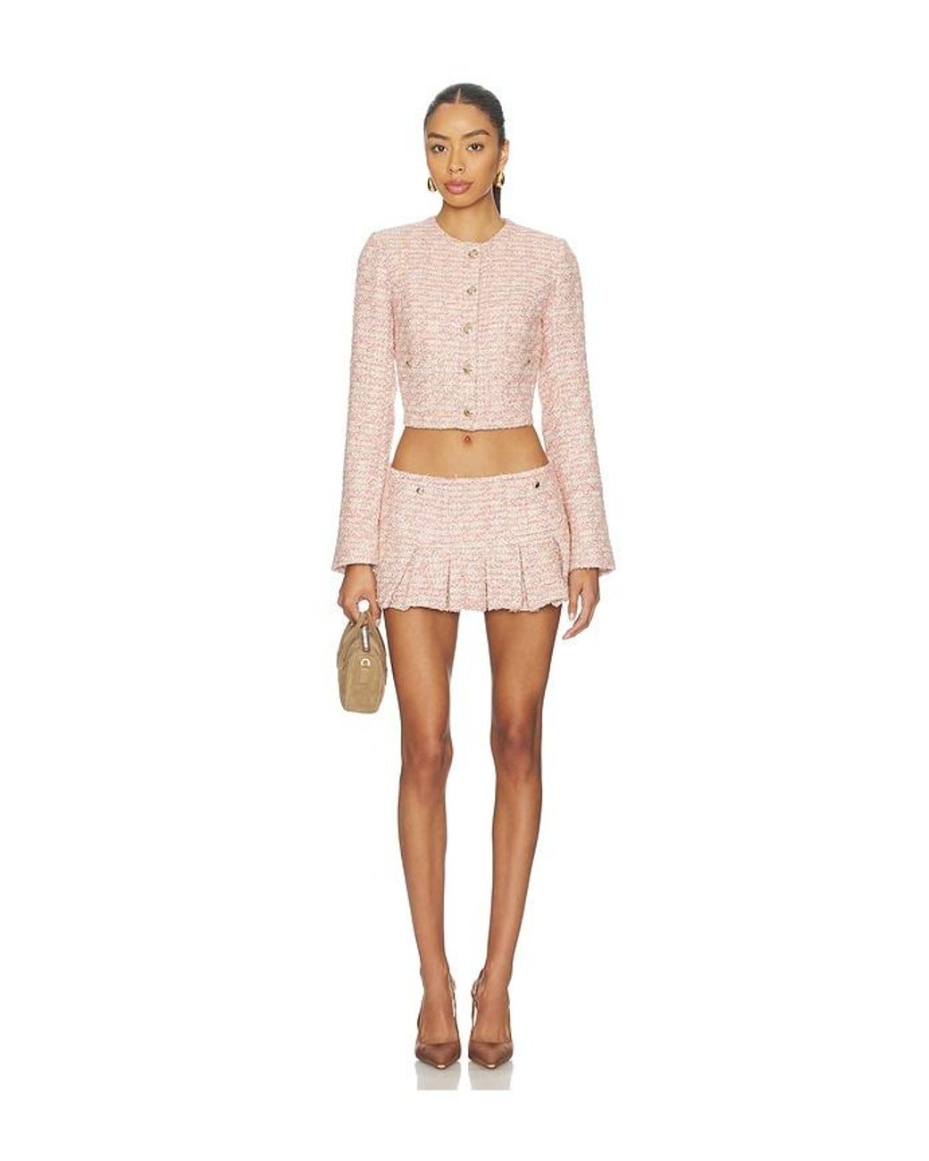 GUIZIO White Patch Pocket Pleated Mini Skirt