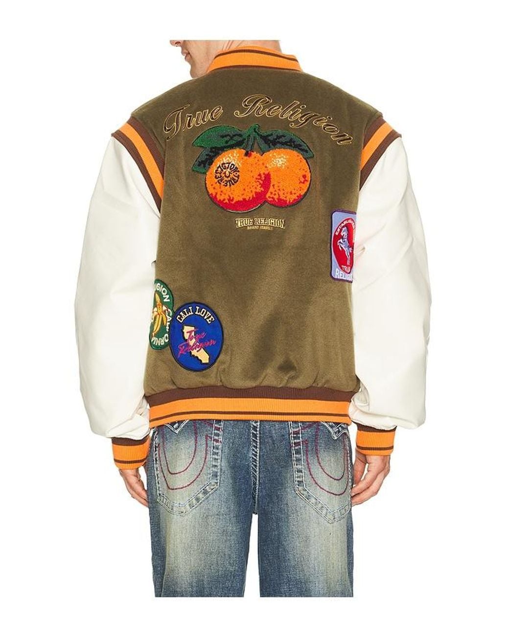 True Religion Multicolor Garden Logo Retro Varsity Jacket for men