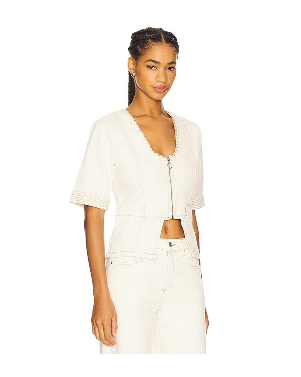 seventy + mochi White Lea Top