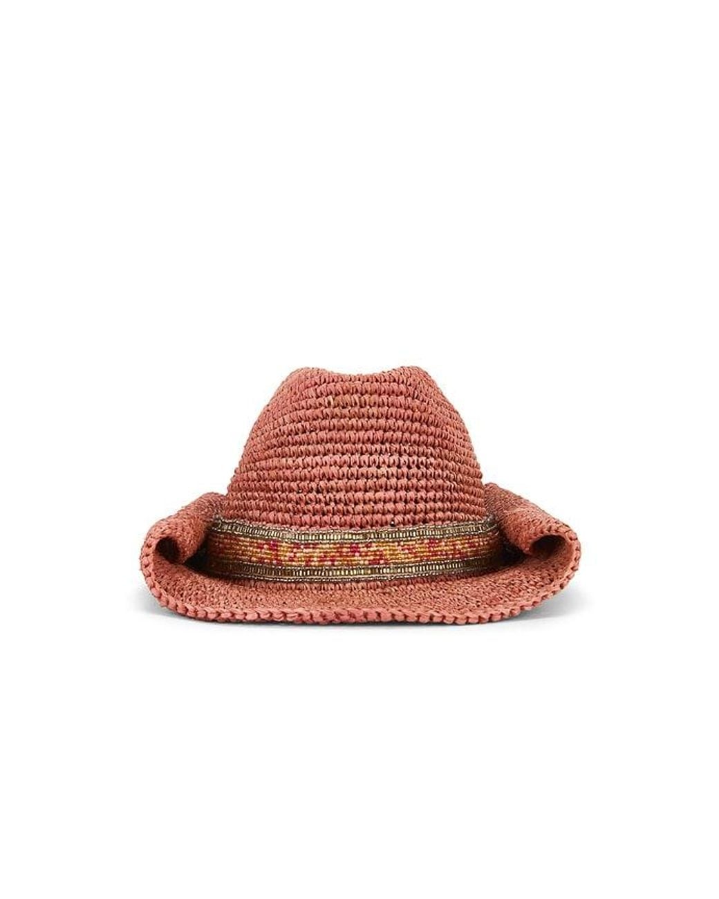 Flora Bella Red Skyler Crochet Raffia Cowboy Hat