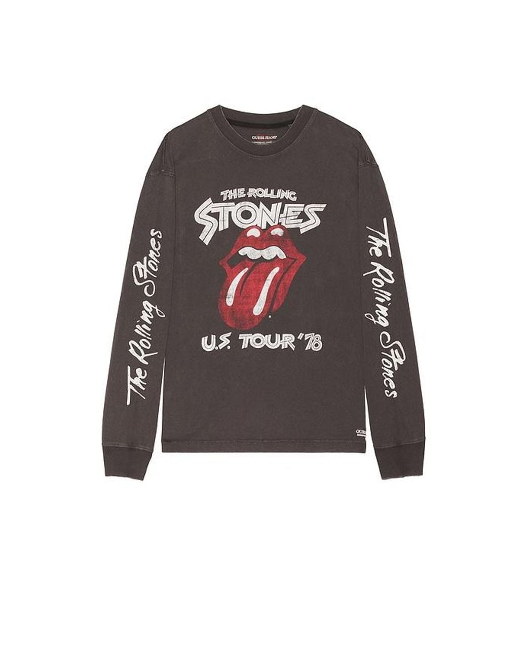 Guess Gray X Rolling Stones Oversized Long Sleeve Tee for men