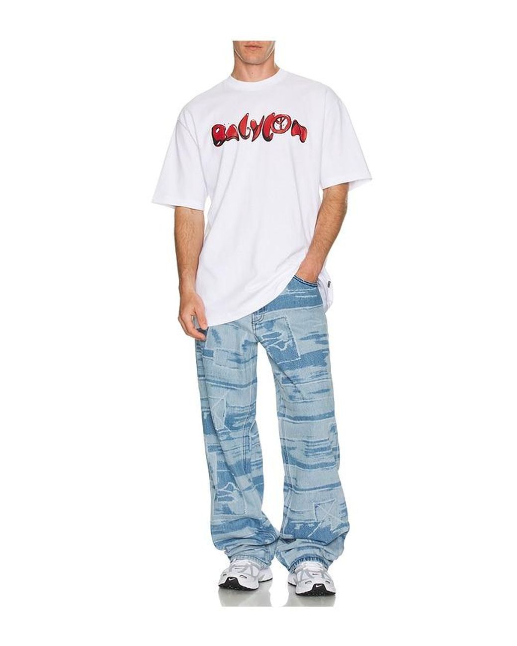 Babylon Blue 5 Pocket Laser Printed Patched Pants for men