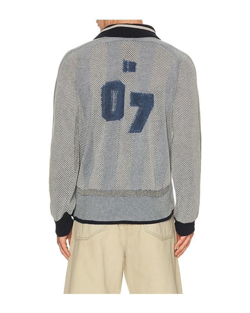 Isa Boulder Gray Athletic Stripe Sweater for men