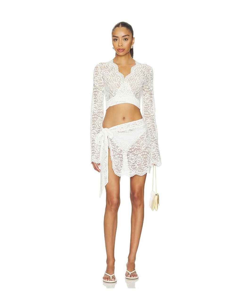 Away That Day White X Gigi & Palm Island Lace Top