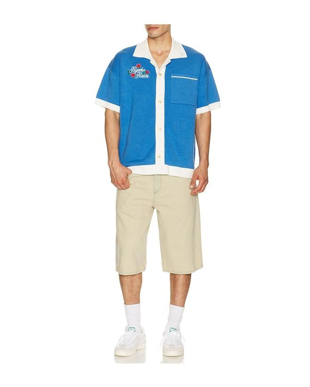 Ryoko Rain Blue Dear Ryoko Knitted Button Up Shirt for men