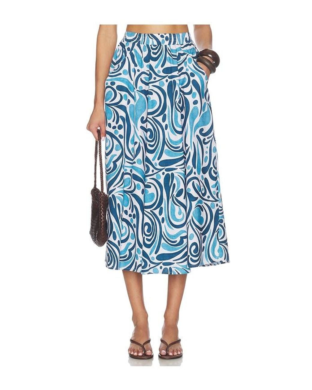 Peixoto Blue Paula Midi Skirt