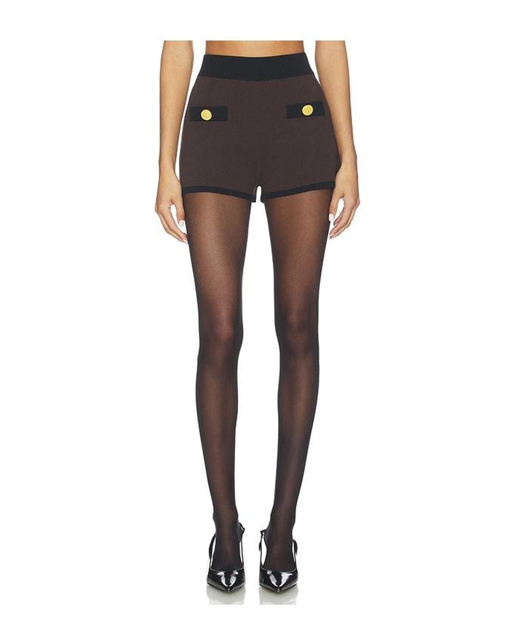 L'Agence Black 'Agence Lumi Trim Knit Micro Short