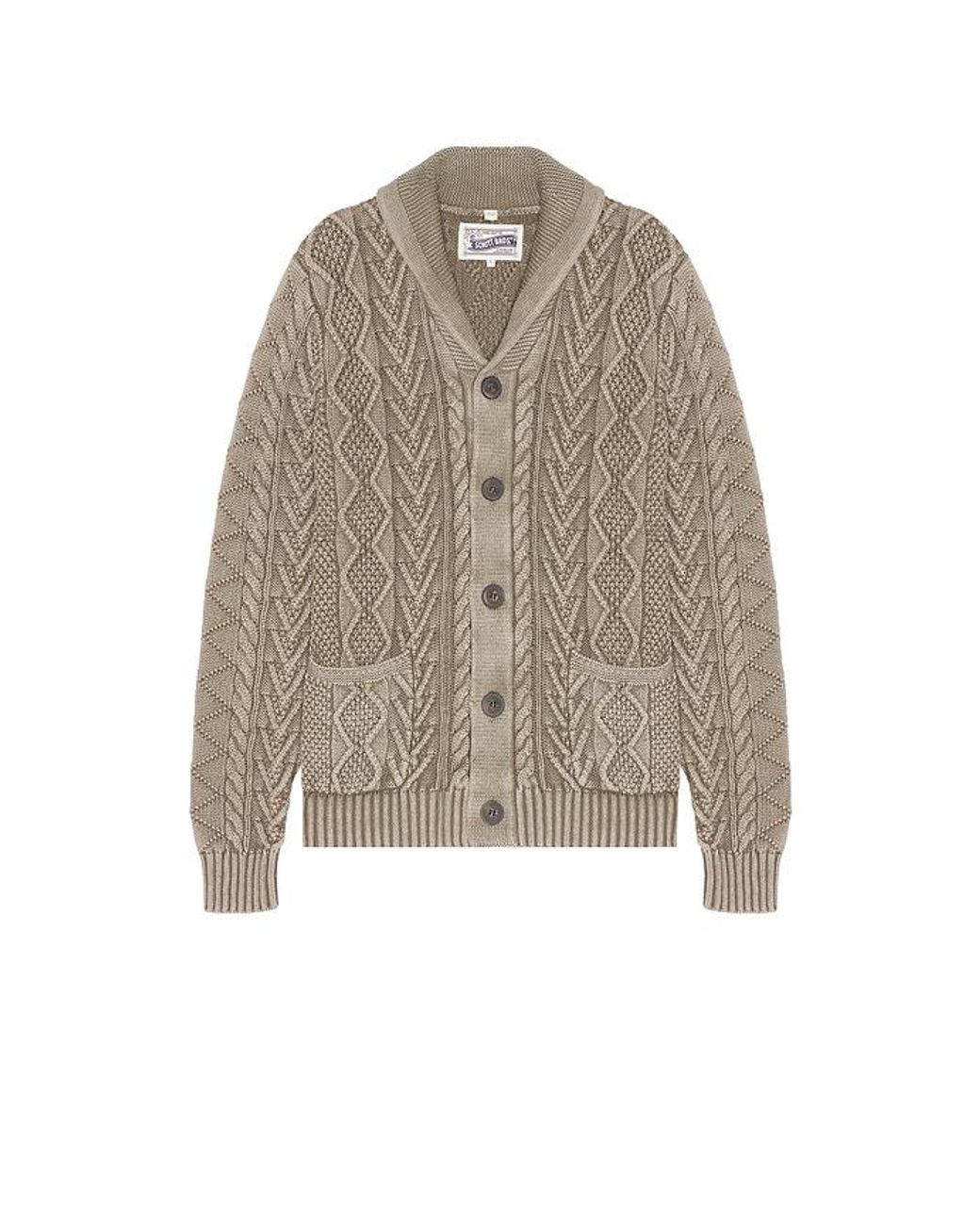 Schott Nyc Blue Cable Knit Cardigan for men