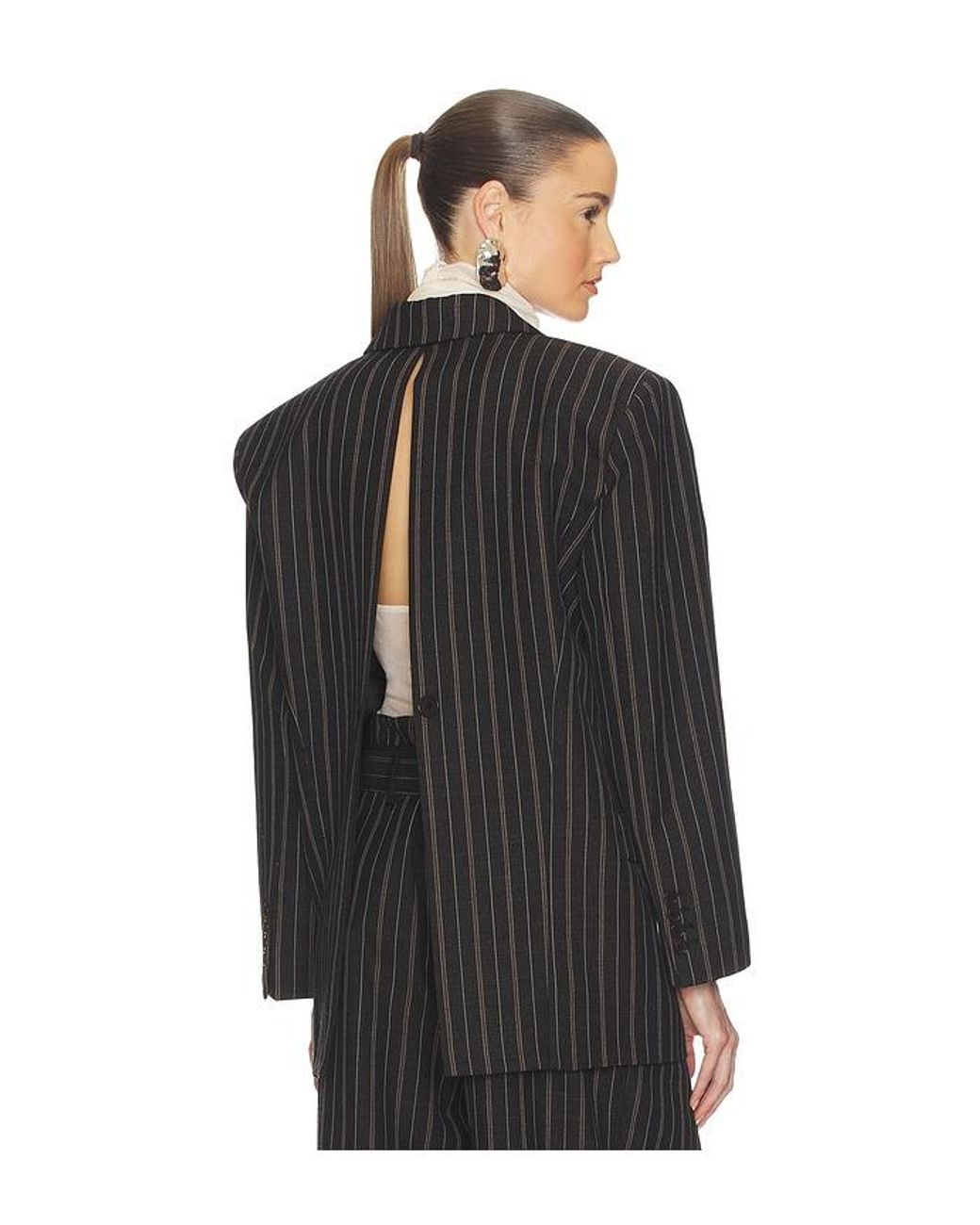Helsa Black Stripe Twill Boyfriend Blazer