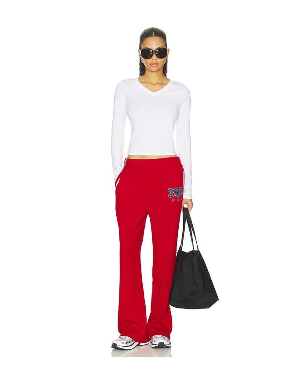 WellBeing + BeingWell Red Estrella V Neck Shirt