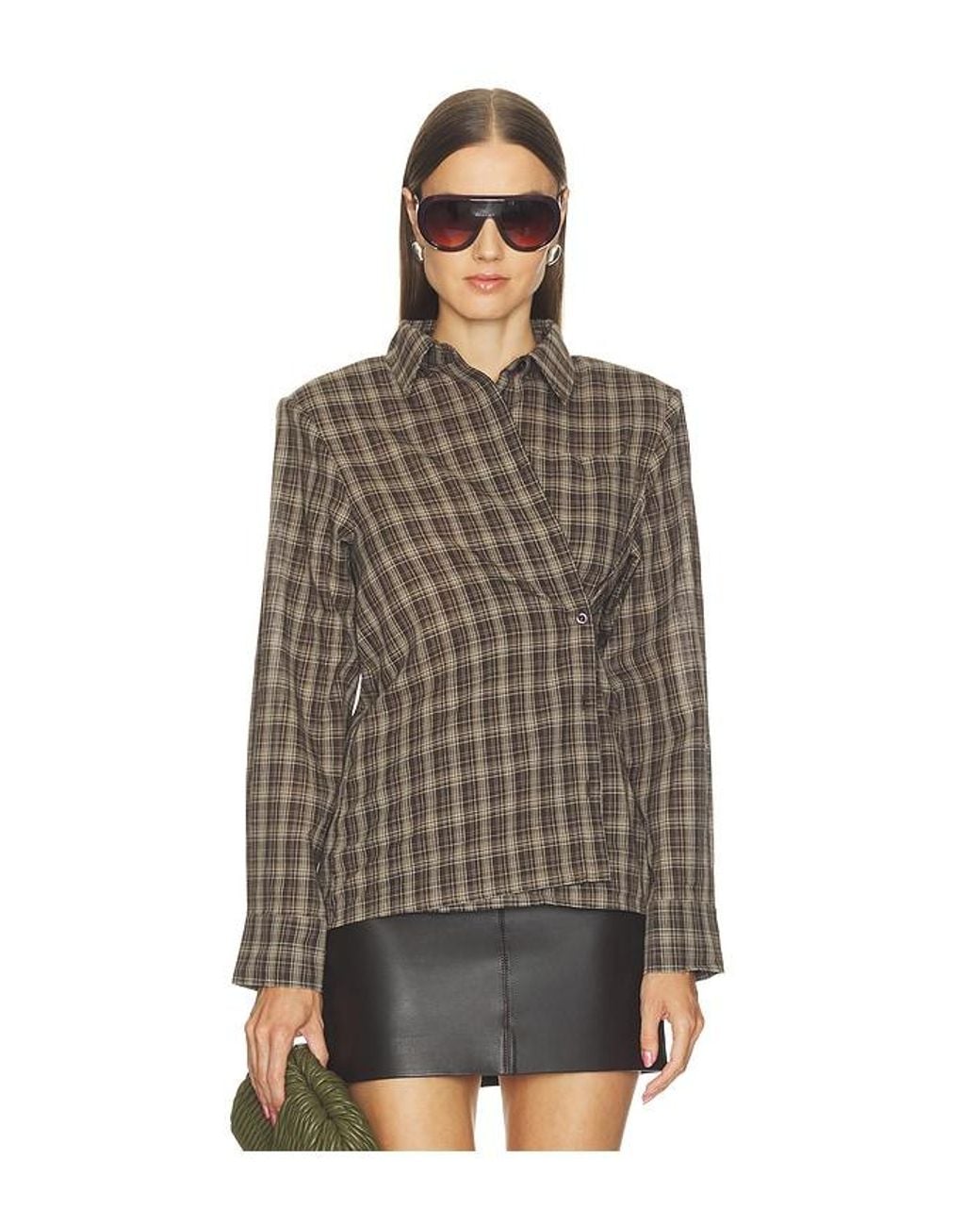 ALL THE WAYS Brown Ila Button Up Top