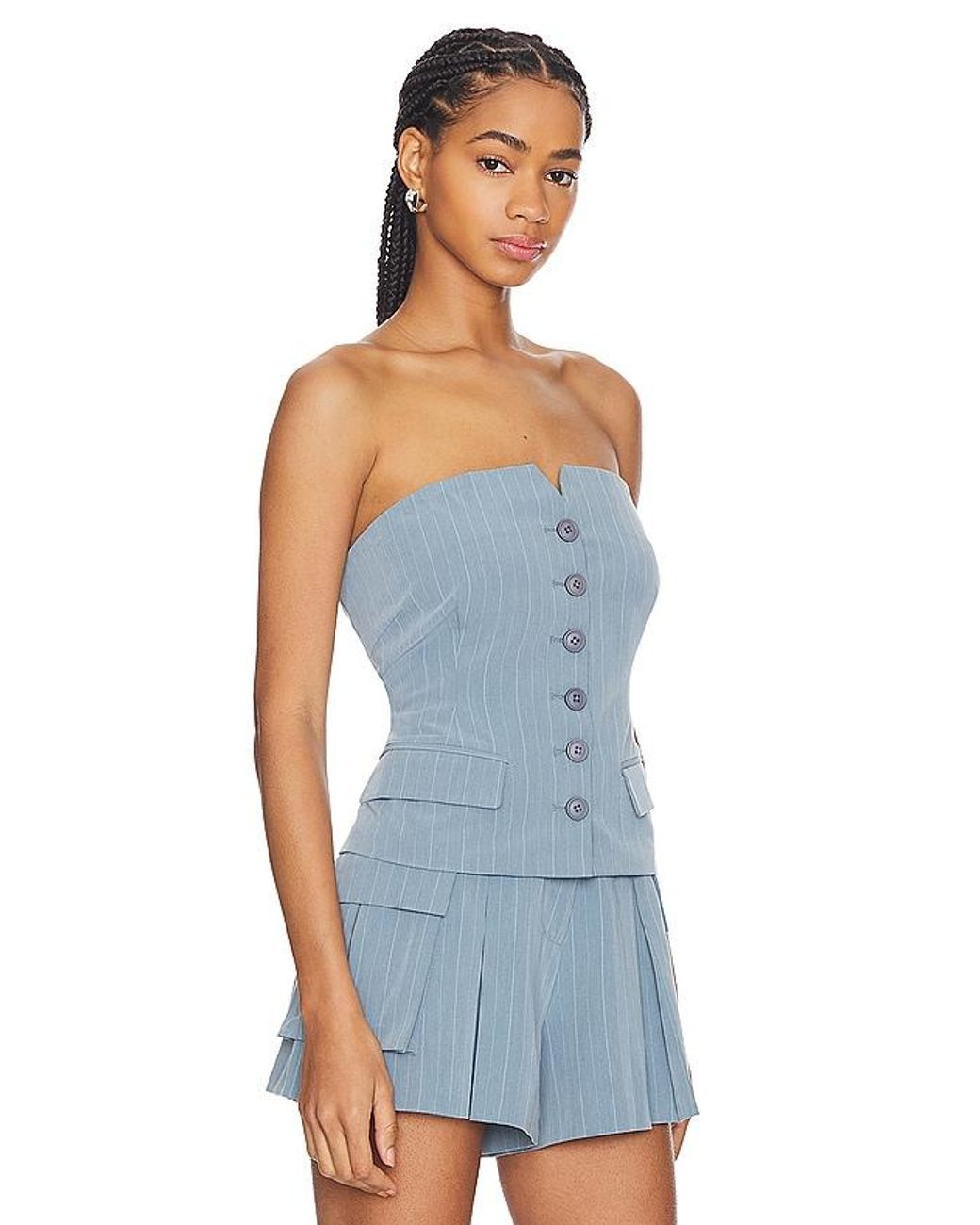 Line & Dot Blue Margo Top