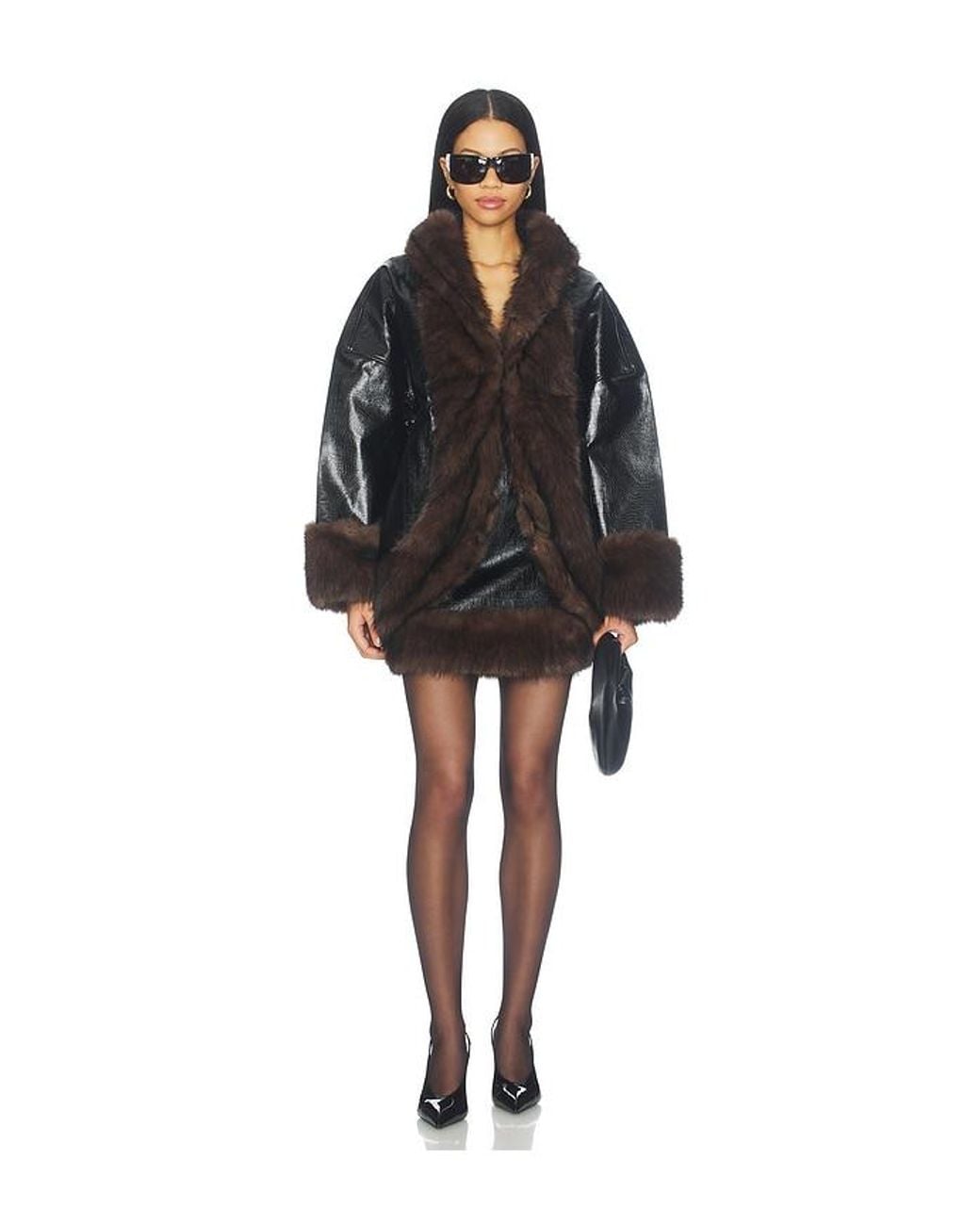 Apparis Black Meadow Faux Croc Skirt