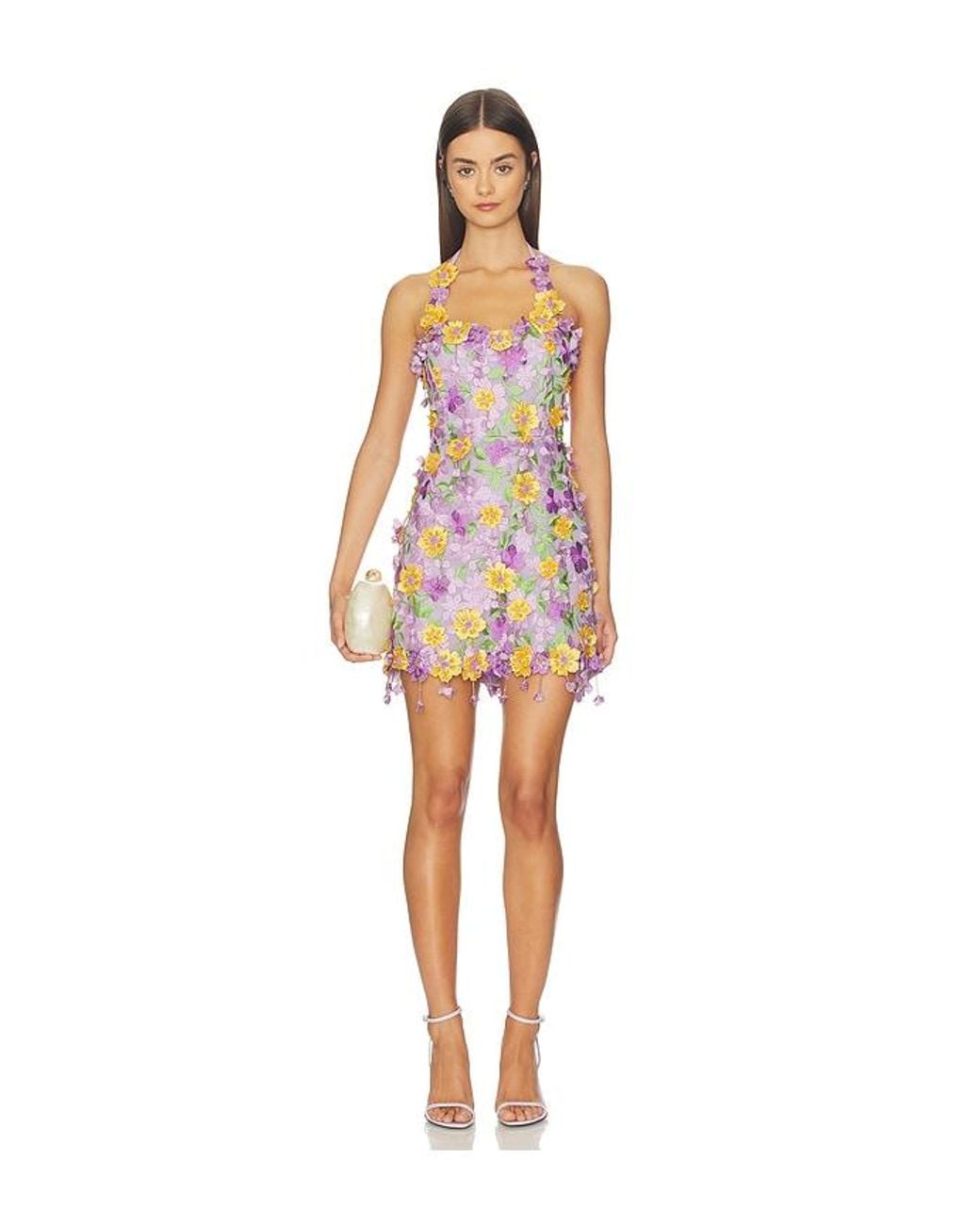 PATBO Purple Tulle Pina Embroidered Mini Dress