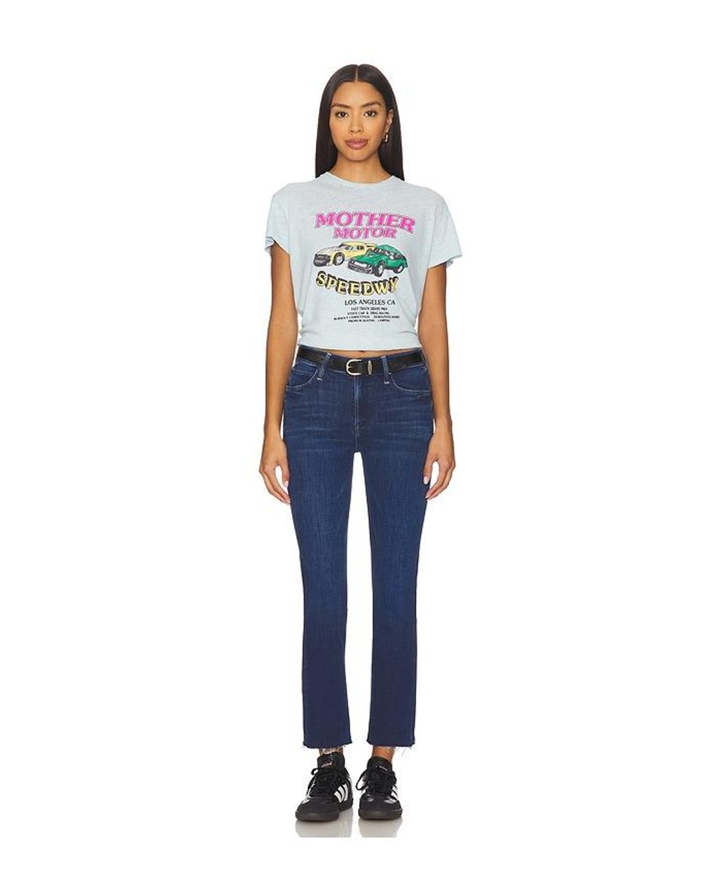 Mother Blue The Mid Rise Dazzler Ankle Fray Jeans