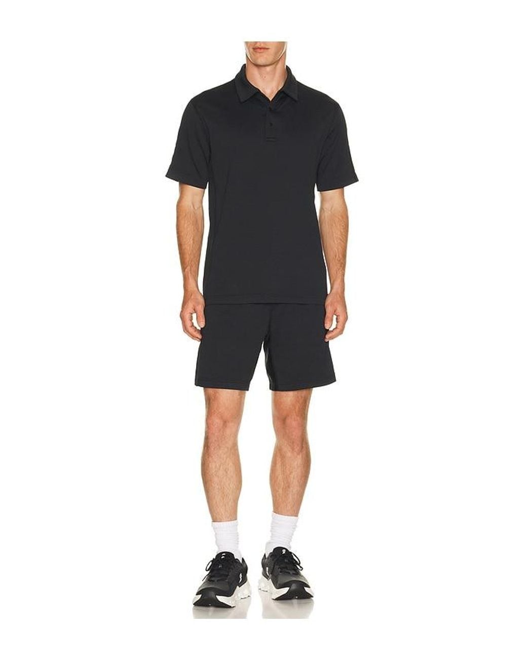 Reigning Champ Black Solotex Mesh Tiebreak Standard Polo for men