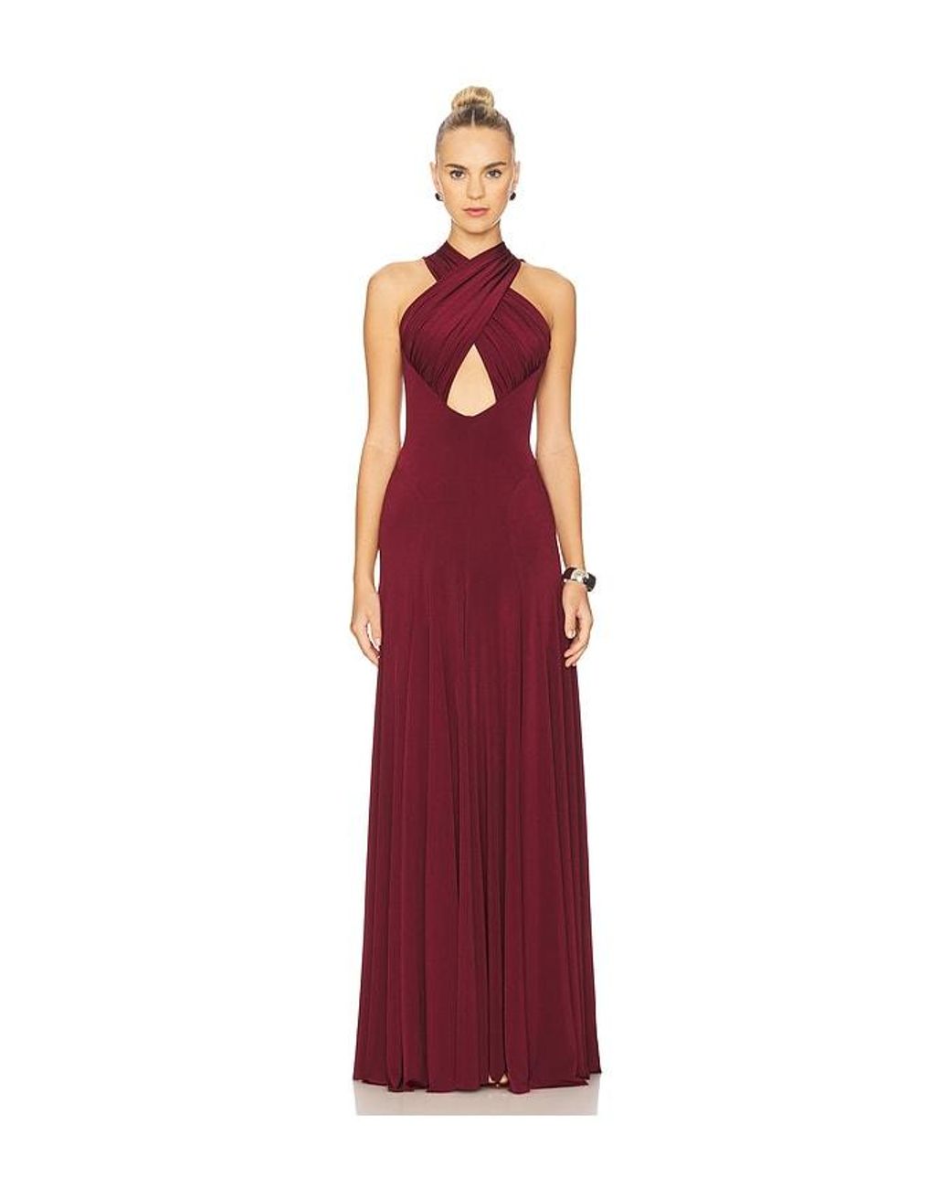Ceren Ocak Red Draped Jersey Dress