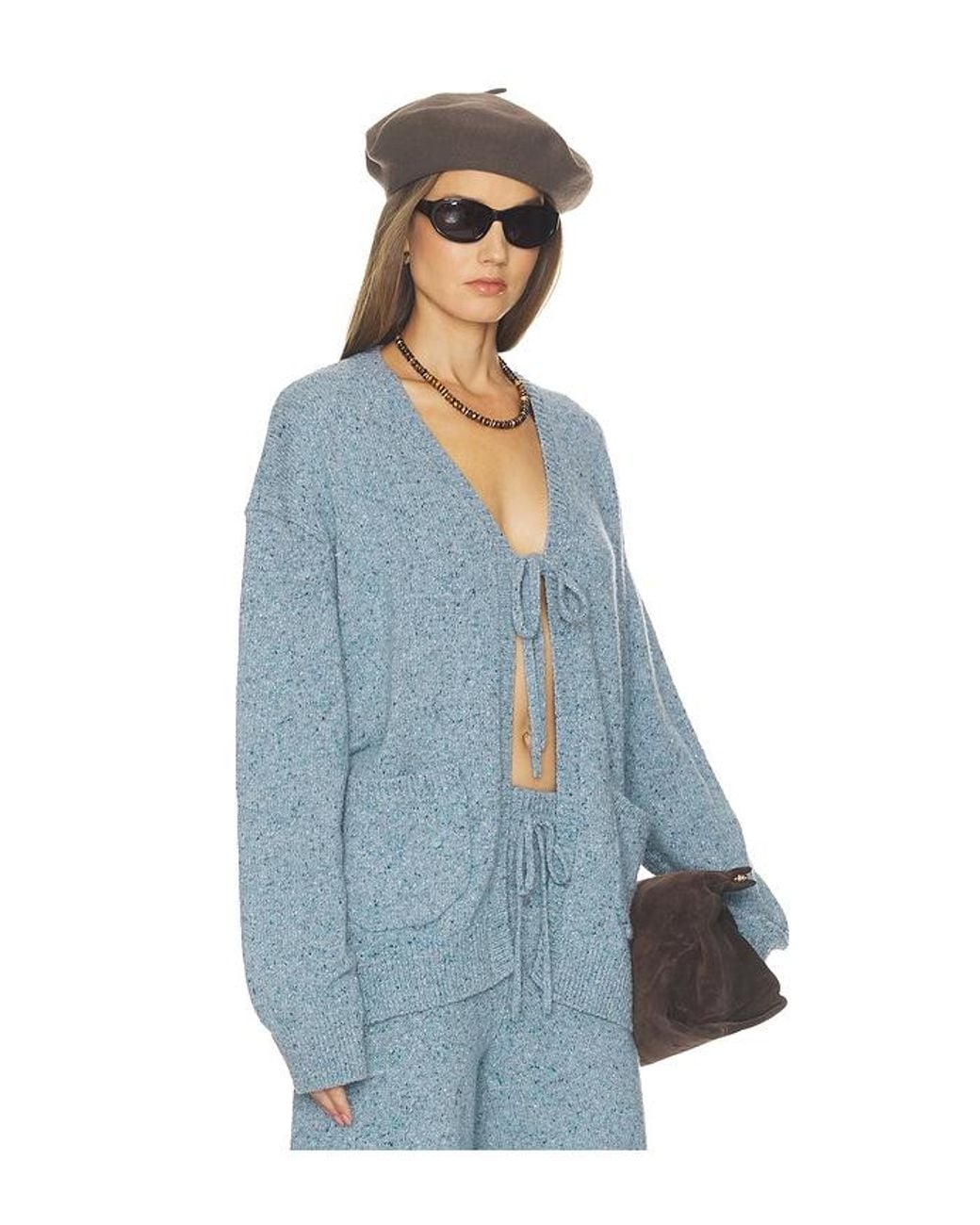 Helsa Blue Paxton Fleck Cardigan