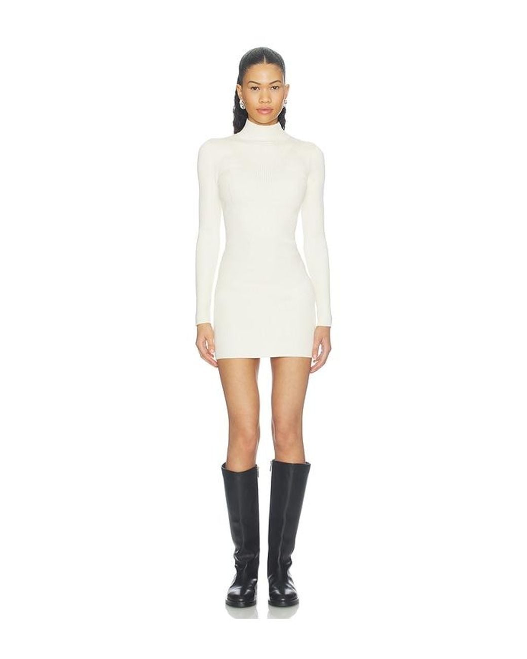 Lovers + Friends White Jaine Sweater Dress With Scarf