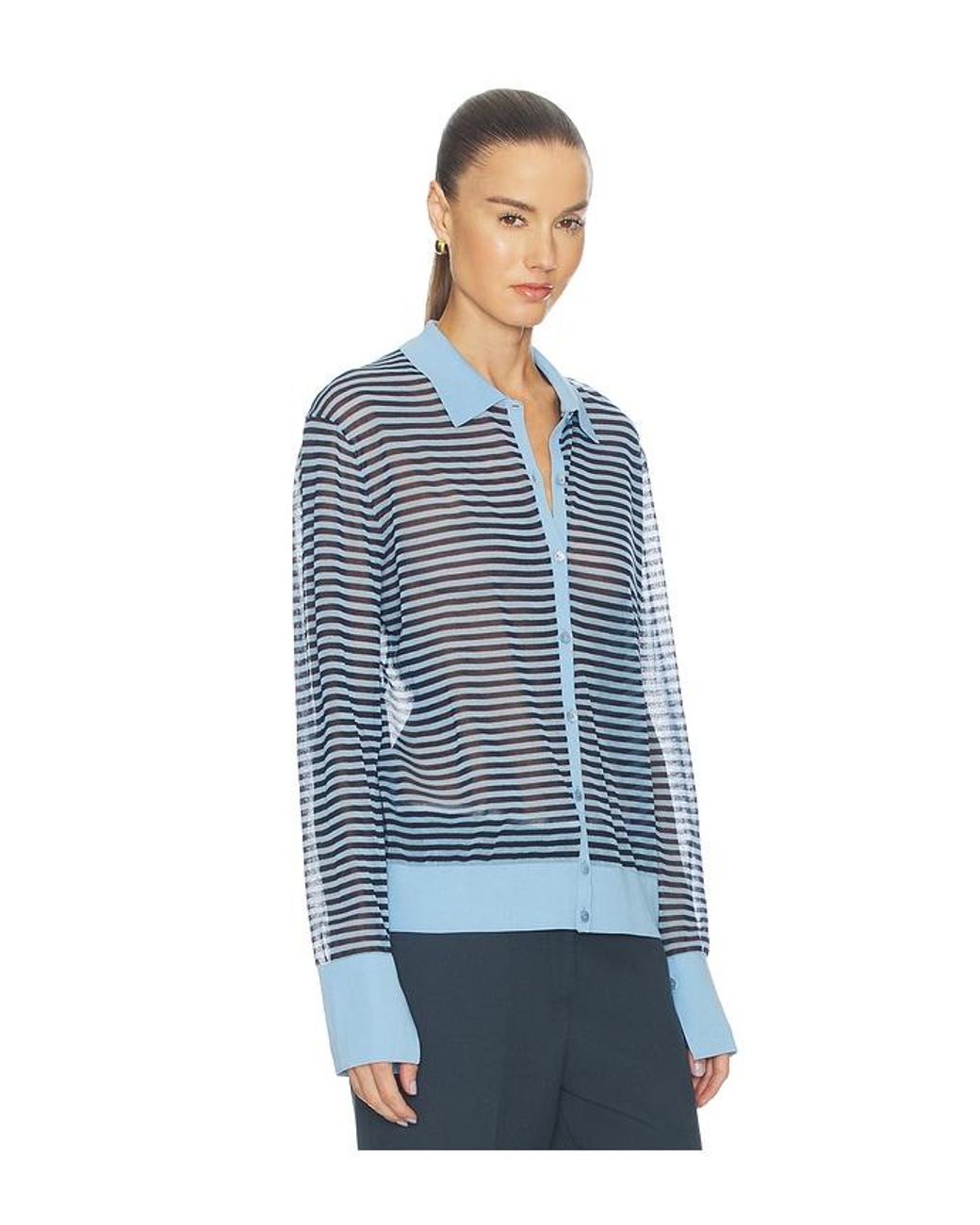 FRAME Blue The Collared Cardi