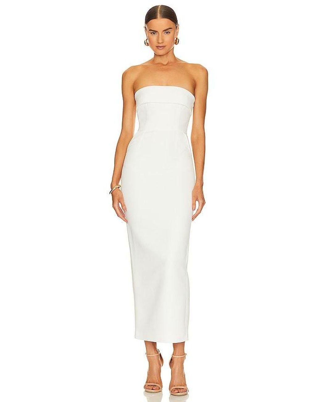 Ilkyaz Ozel White Rhea Midi Dress