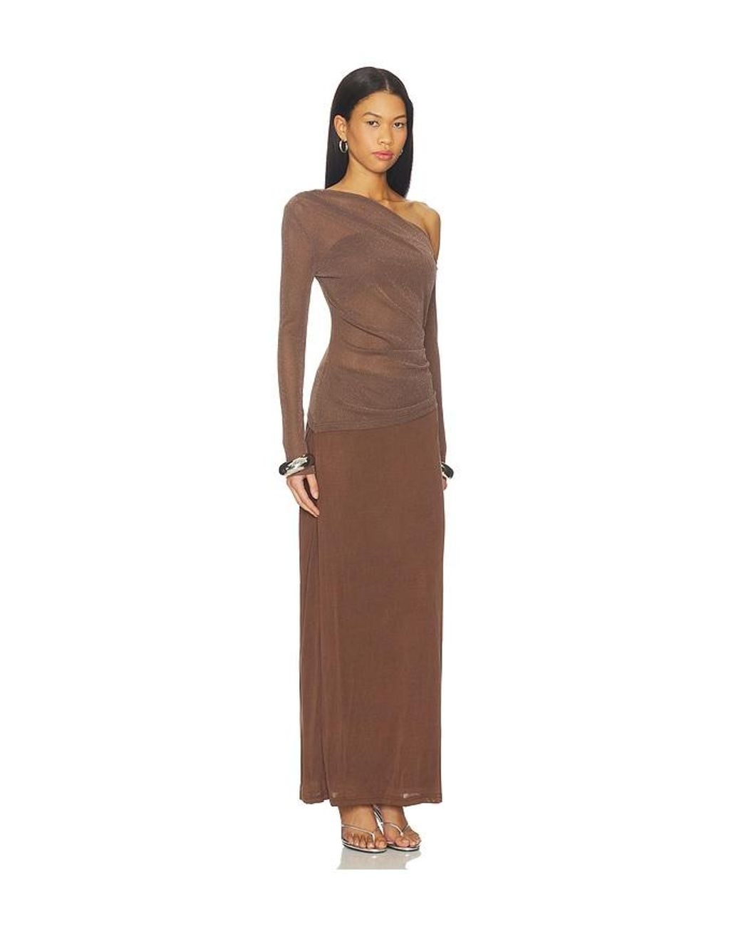 SOVERE Brown Zeya Long Sleeve Dress