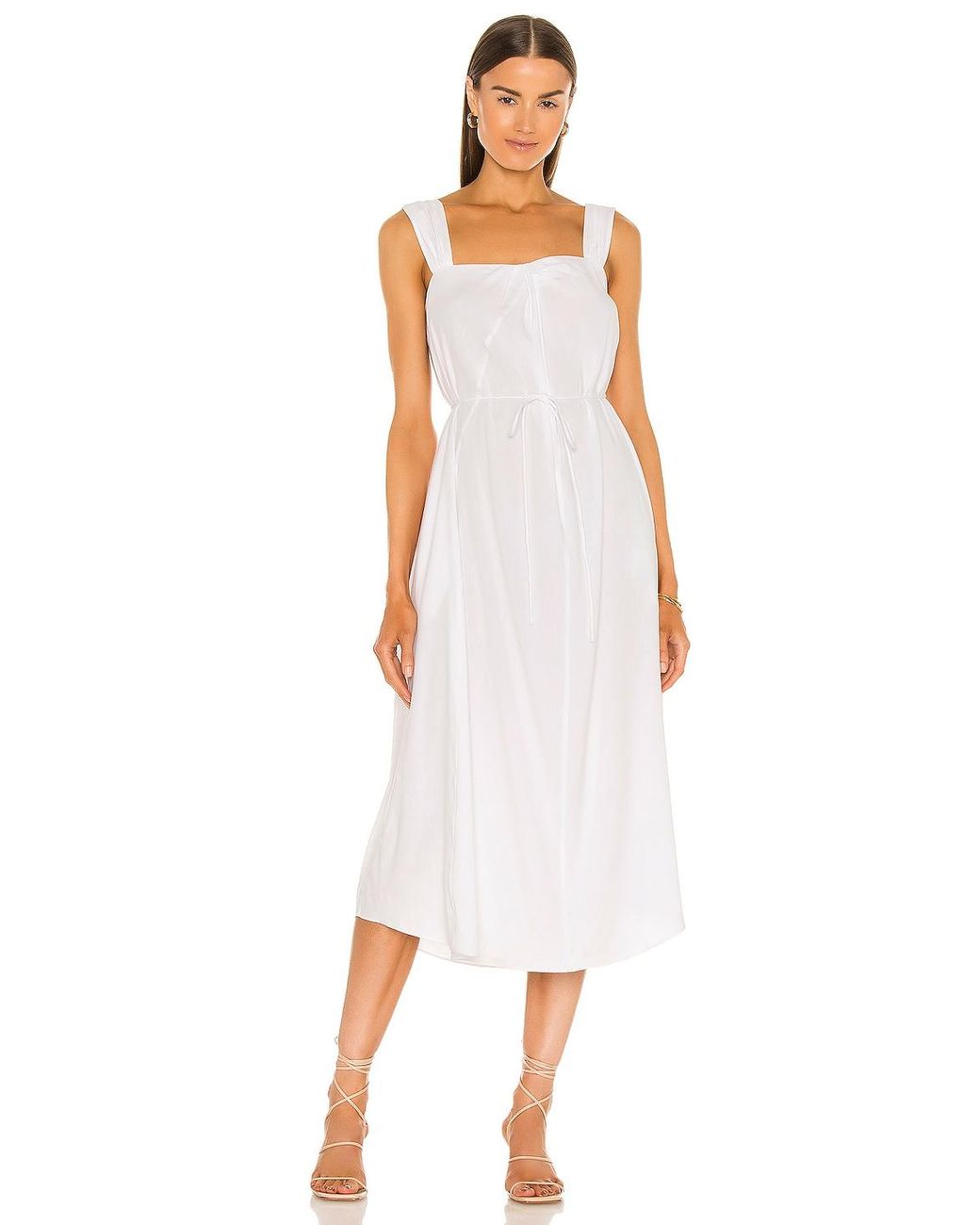 Vince Cotton Poet Strap Knot Front Dress in White Lyst
