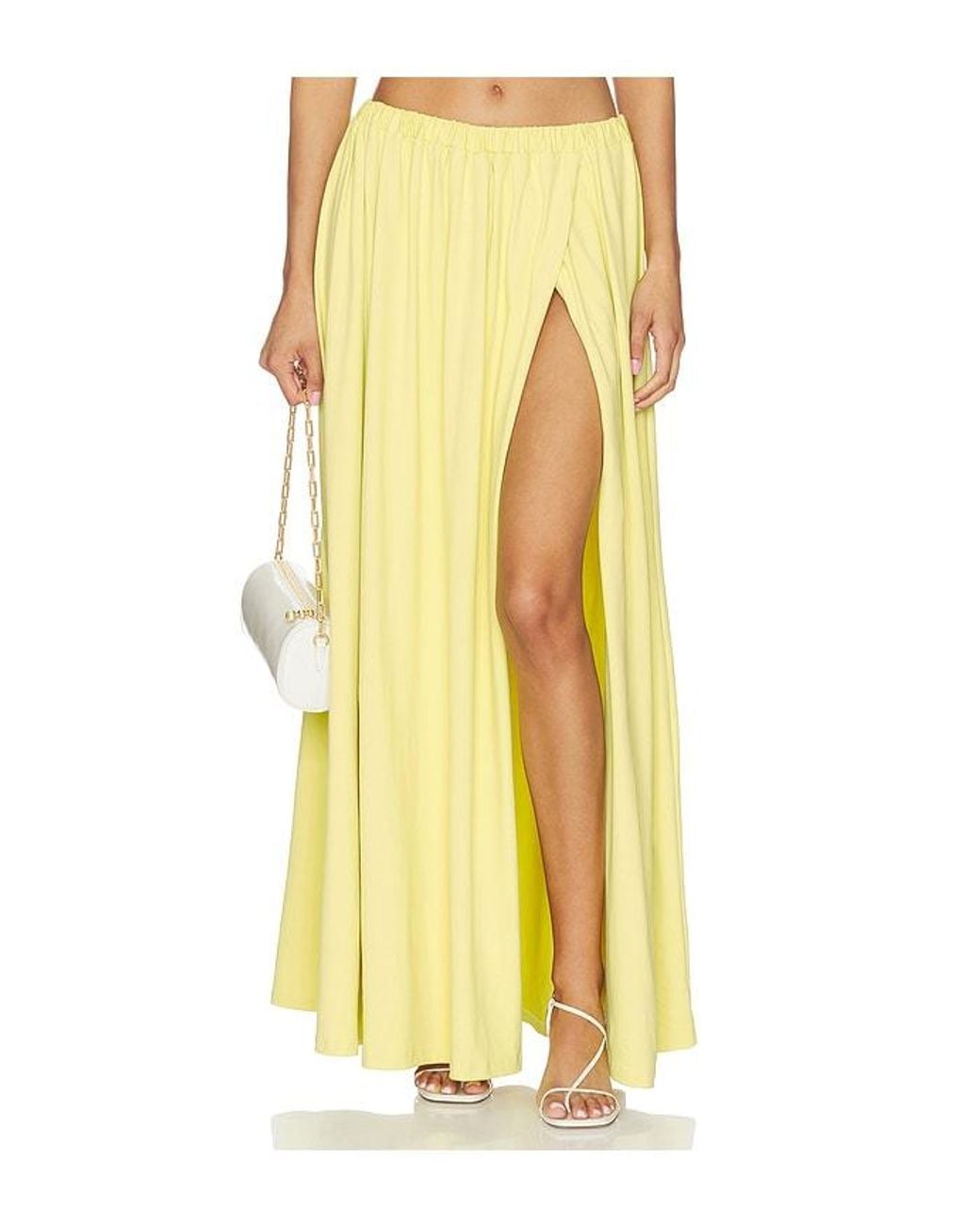 Susana Monaco Yellow High Slit Wrap Skirt