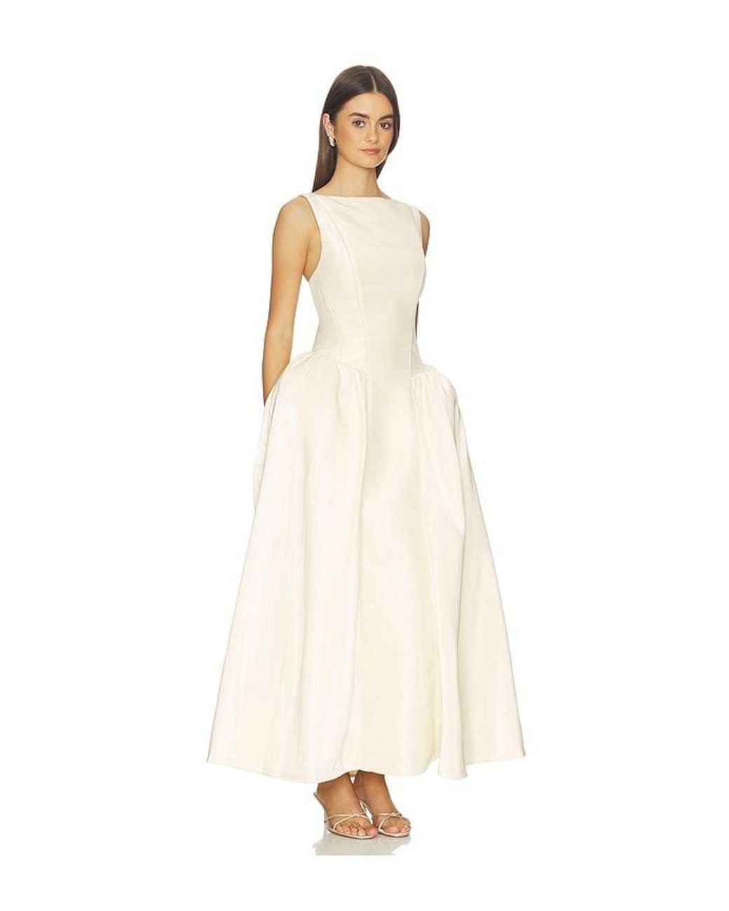 Kate Barton White Clarissa Liquid Midi Dress