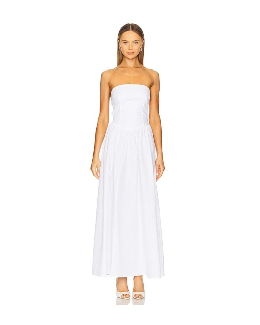 Susana Monaco White Poplin Drop Waist Maxi Dress
