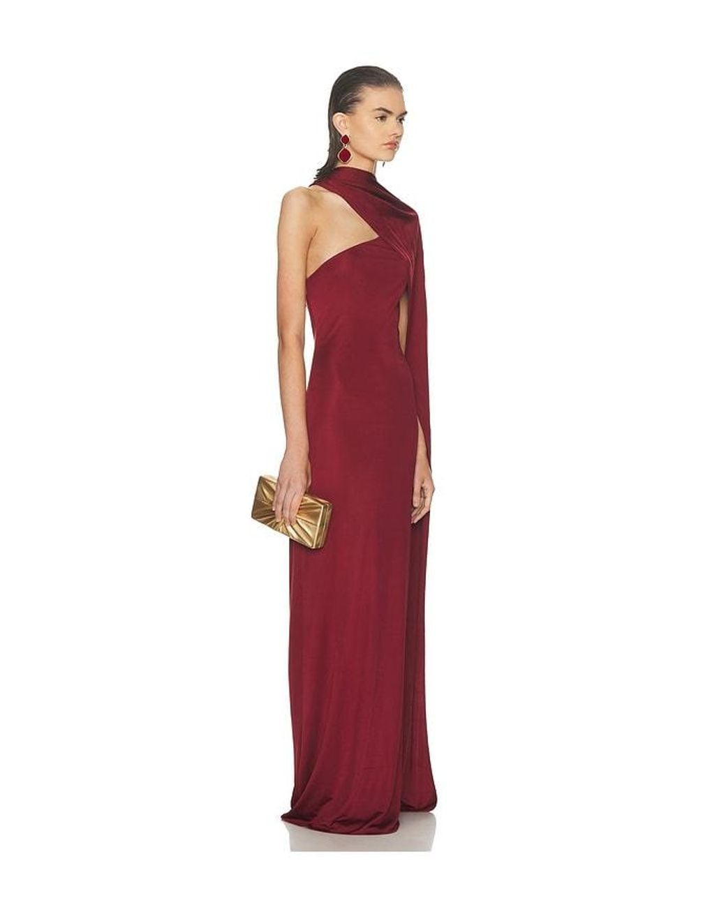 Helsa Red The Muse Cape Jersey Dress