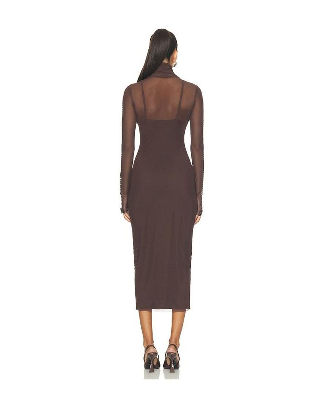 AFRM Brown Shailene Studded Mesh Dress
