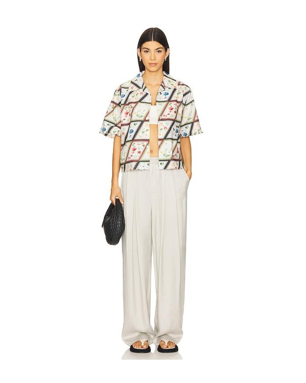 PRIVATE POLICY Natural Cropped Camp Shirt