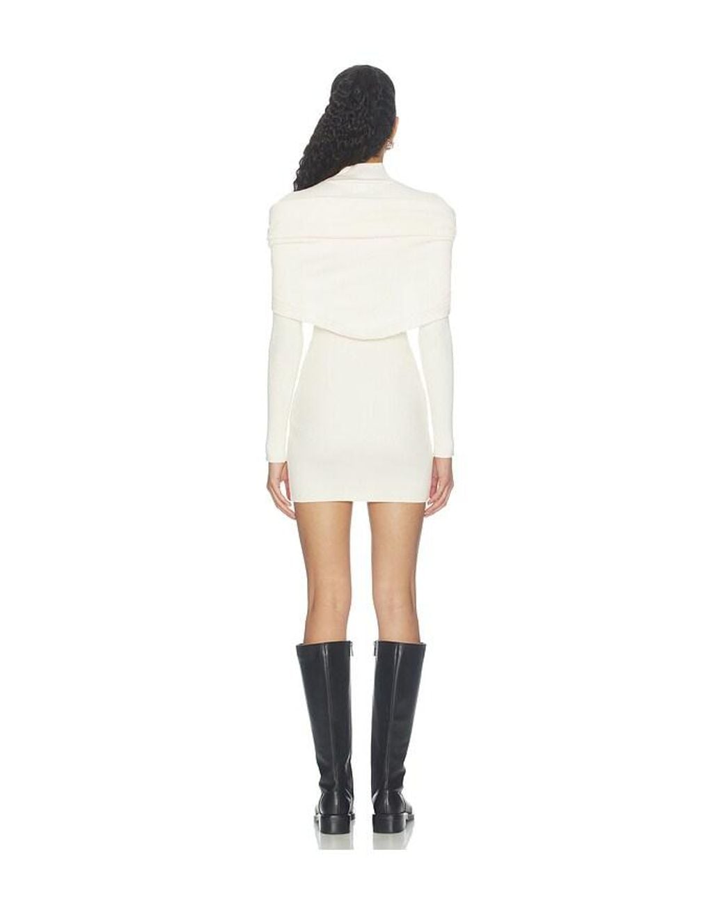 Lovers + Friends White Jaine Sweater Dress With Scarf