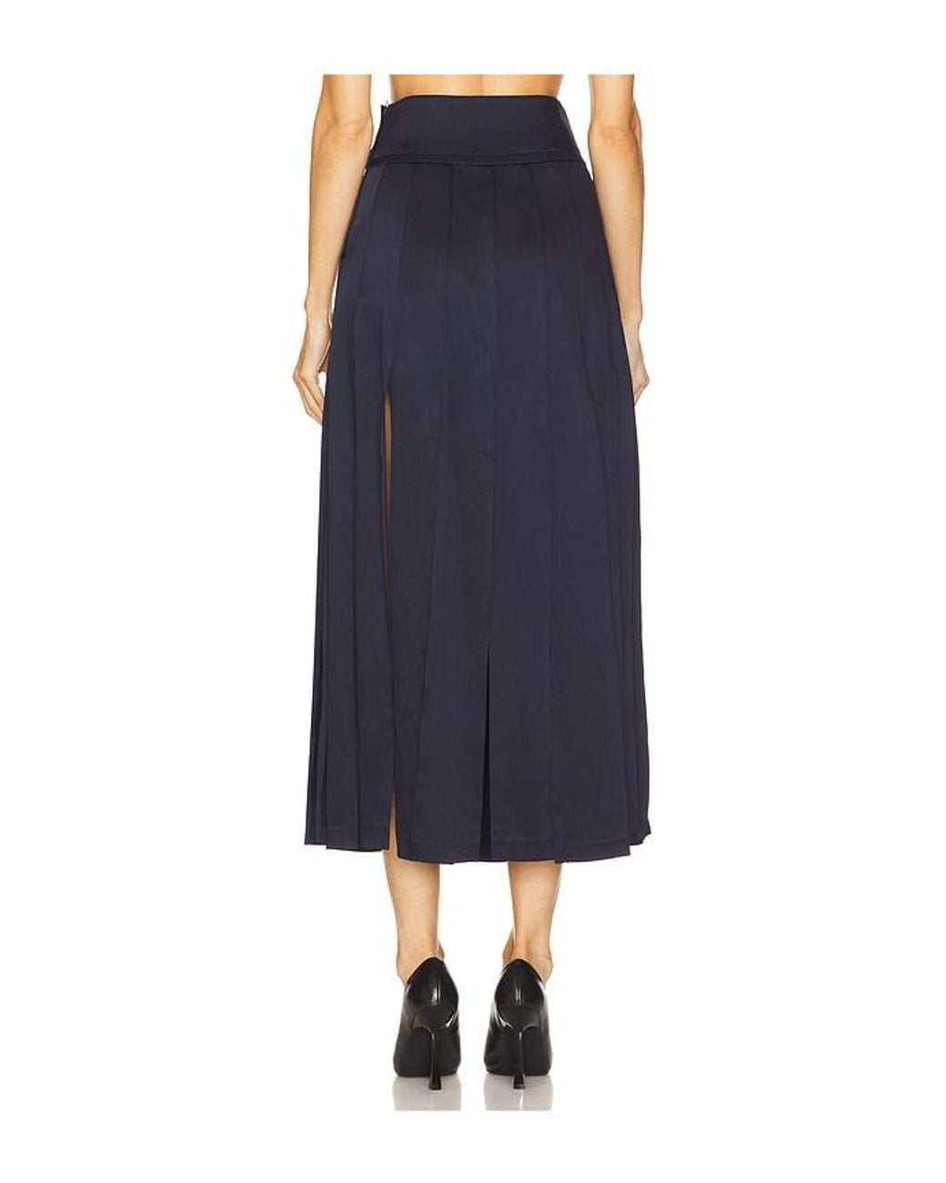 Monse Blue Panel Fringe Skirt