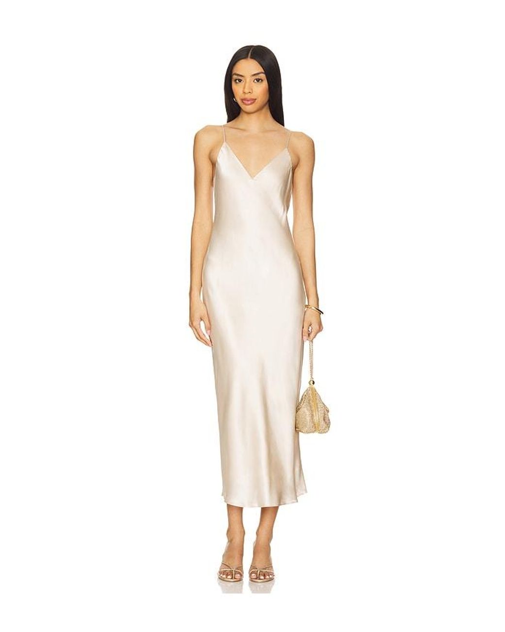 L'Agence White Seridie Slip Midi Dress