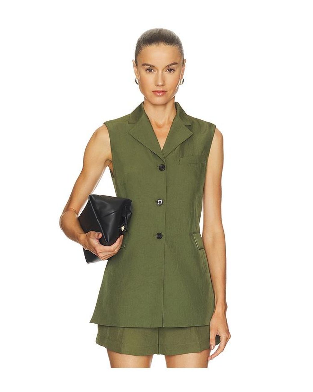 Theory Green 3 Button Slash Vest