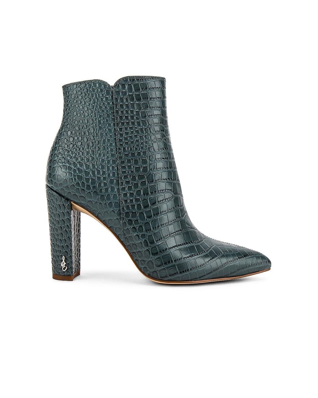 Sam Edelman Raelle 2 Croc-embossed Leather Ankle Boots in Grey Iris ...
