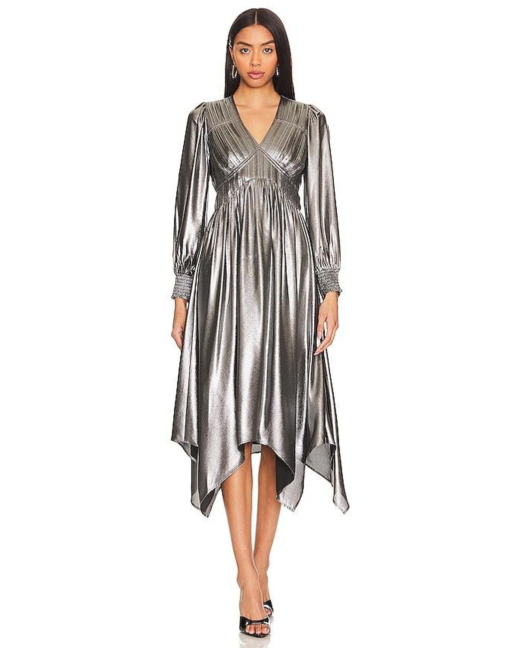 AllSaints Estelle Metallic Dress in Black Lyst Australia