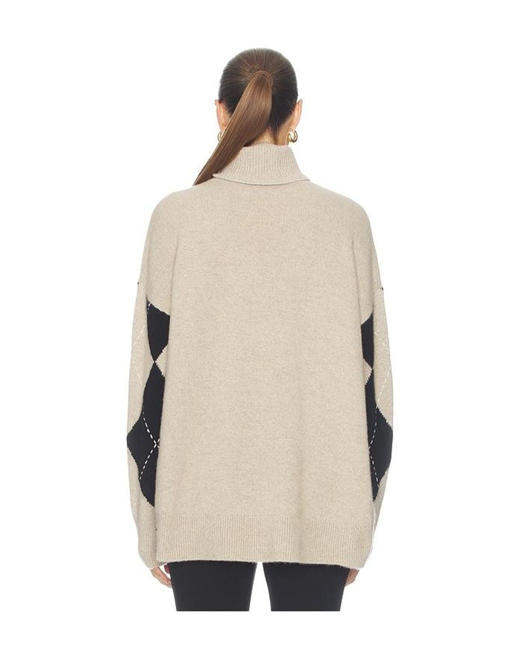 White + Warren Multicolor Cashmere Argyle Turtleneck