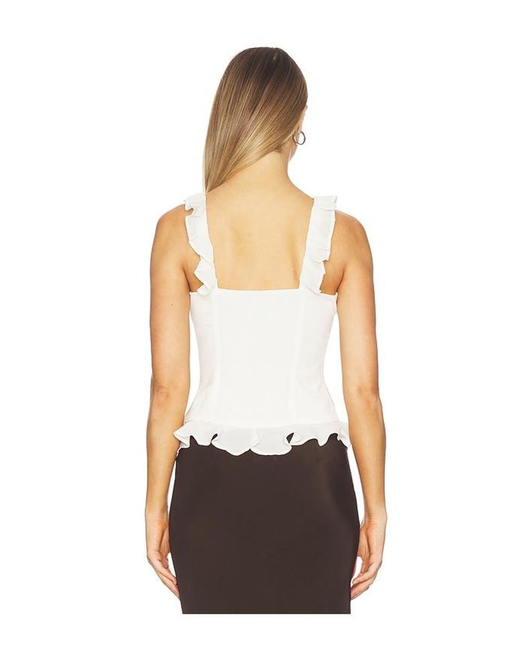 Runaway the Label White Alexina Sleeveless Ruffle Top