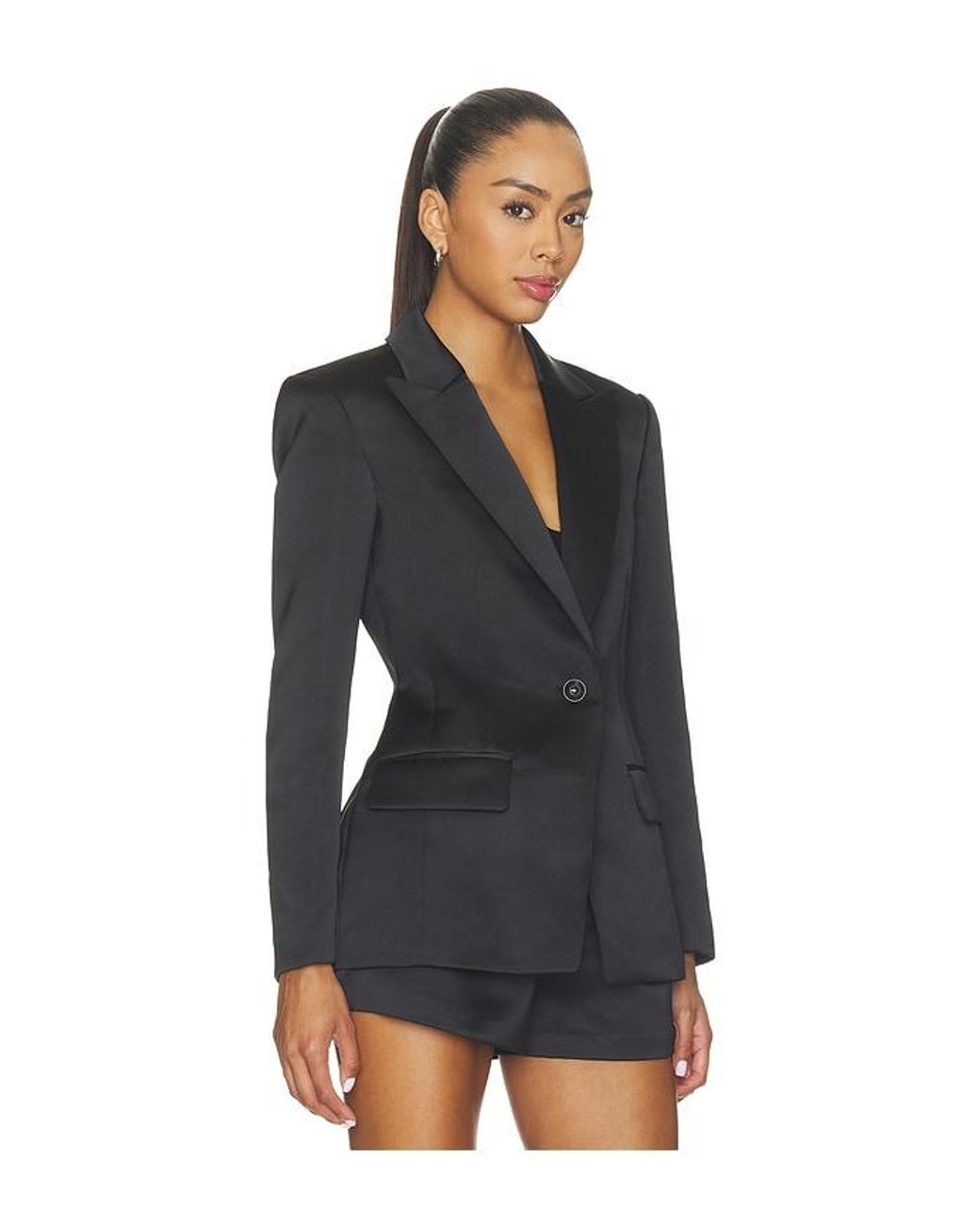 Ulla Johnson Black Soline Satin Blazer