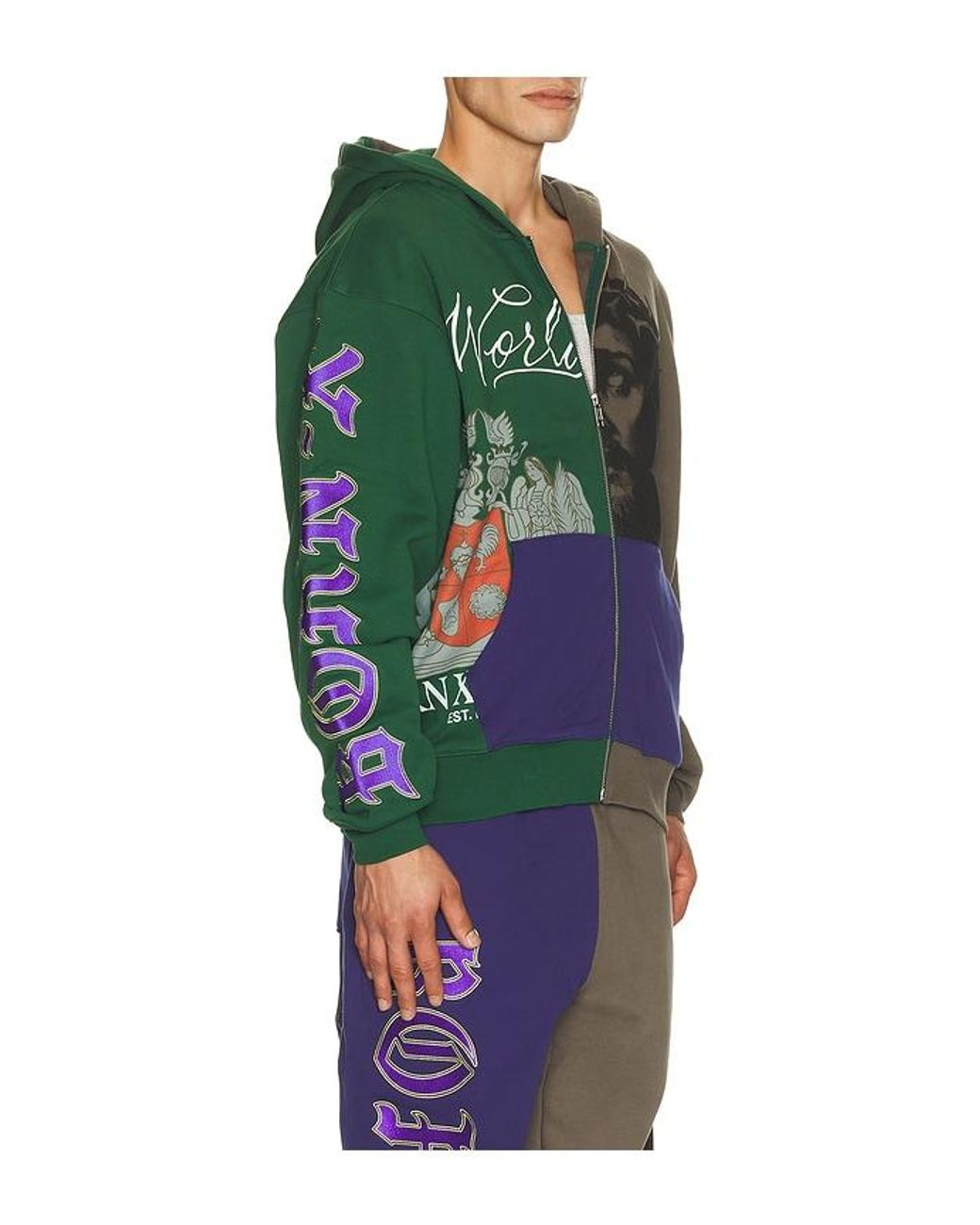 Born X Raised Multicolor Mashup Zip-Up Hoodie for men