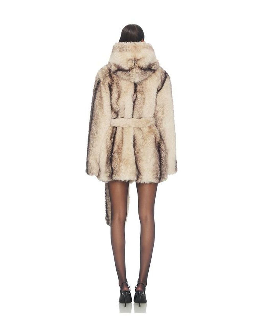 Kim Shui Natural Page Faux Fur Hooded Robe Jacket