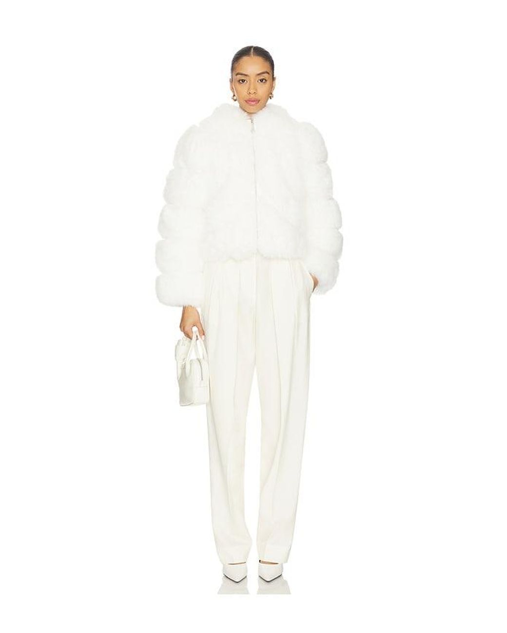 Adrienne Landau White Icon Fur Jacket