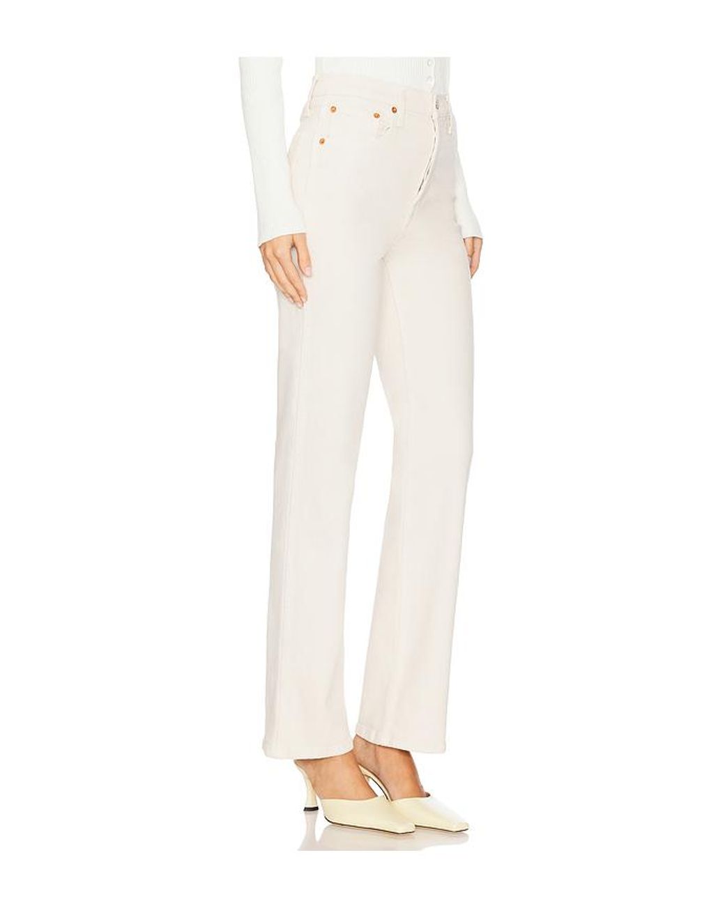 Re/done White 90S High Rise Loose Jeans