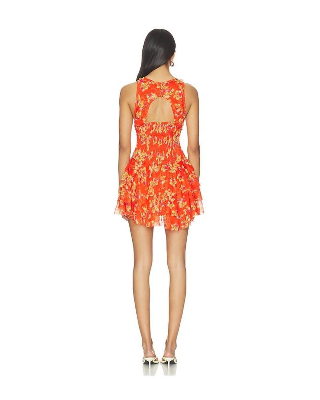 Free People Orange Raven Printed Mini Dress
